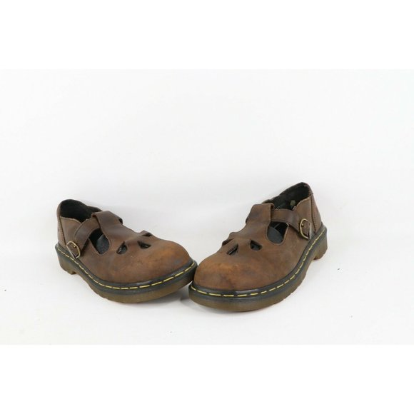 Vtg 90s Dr Martens Womens UK 7 US 9 Chunky Leather Mary Jane Mules Shoes Brown